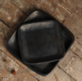 Union Rustic Lekisa Stone Platter  Longpi Pottery Square Plate - Small