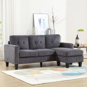 Velvet Sectional Couch , L Shaped Sofa with Ottoman for Small Apartment
