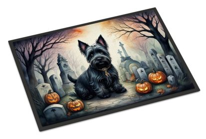 NEW Scottish Terrier Spooky Halloween Doormat Front Door Mat Indoor Outdoor Rugs for Entryway, Non Slip Washable Low Pile, 18H X 27W