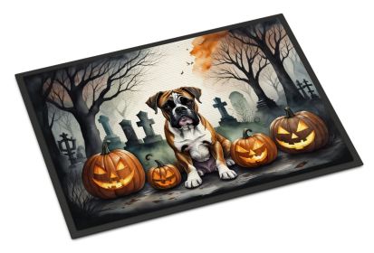 Boxer Spooky Halloween Doormat Front Door Mat Indoor Outdoor Rugs for Entryway, Non Slip Washable Low Pile, 24H X 36W