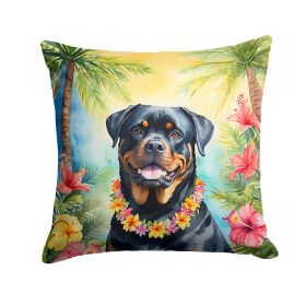 Rottweiler Luau Throw Pillow Machine Washable, Indoor Outdoor Decorative Pillow for Couch, Bed or Patio, 14Hx14W
