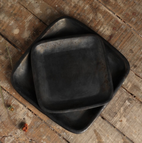 Union Rustic Lenneke Stone Platter  Longpi Pottery Square Plate - Large