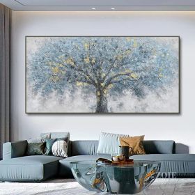 Hand Painted Oil Painting Oil Painting on Canvas Tree Blue Abstract Trees Landscape Modern Oil Painting Original Hand Painted Painting Modern Art (size: 60x120cm, style: 01)