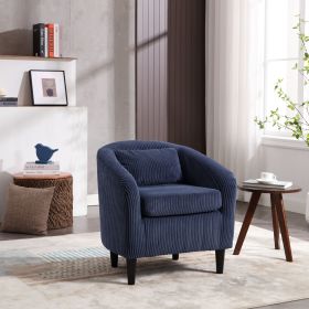 Living Room Accent Barrel Chair, Century Modern Style Decorative Chair, Armchair for Living Room with Thick Cushions and Pillows (Color: Blue)
