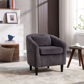 Living Room Accent Barrel Chair, Century Modern Style Decorative Chair, Armchair for Living Room with Thick Cushions and Pillows (Color: Dark Gray)
