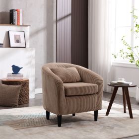 Living Room Accent Barrel Chair, Century Modern Style Decorative Chair, Armchair for Living Room with Thick Cushions and Pillows (Color: camel)
