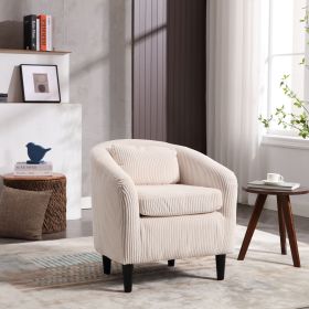 Living Room Accent Barrel Chair, Century Modern Style Decorative Chair, Armchair for Living Room with Thick Cushions and Pillows (Color: Beige)
