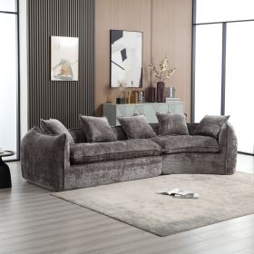 Modular Sectional Sofa, U-Shaped Couch with Sofa for five & Pillows, Modern Minimalist chenille Fabric Large Comfy Cloud Sofas (Color: Gray)