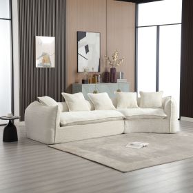Modular Sectional Sofa, U-Shaped Couch with Sofa for five & Pillows, Modern Minimalist chenille Fabric Large Comfy Cloud Sofas (Color: Beige)