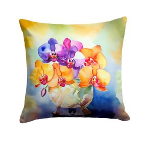 Orchids in Watercolor Throw Pillow Machine Washable, Indoor Outdoor Decorative Pillow for Couch, Bed or Patio, 18Hx18W (Default: Default)