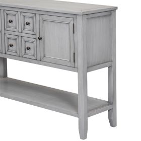 TREXM Cambridge Series Ample Storage Vintage Console Table with Four Small Drawers and Bottom Shelf for Living Rooms (Color: as Pic)