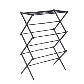 1set, Metal Clothes Rack, Pre Assembled Clothes Rack, Expandable Laundry Drying Rack, Towel Rack For Indoor And Outdoor Use (Color: Black)