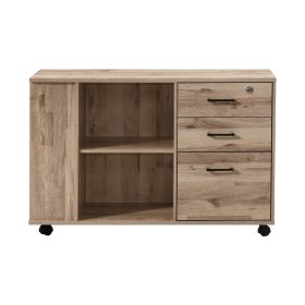 3-Drawer Black Oak Wood 39.37 in. W Lateral File Cabinet (Colour: PWS-PD2410-OAK)